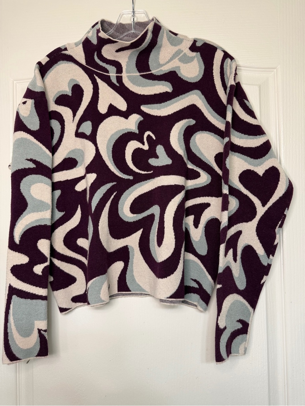 Maeve Anthropologie Heart Swirl Mock Neck Sweater S
